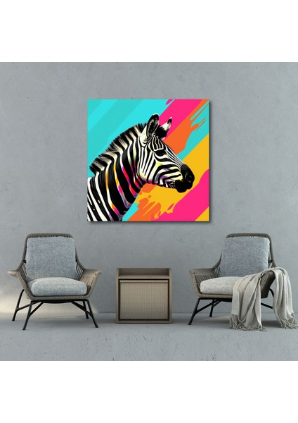 Minimalist Zebra Kanvas Tablo - Soyut Duvar Tablosu - Zebra, Zebra, Kanvas Tablo, Minimalist, 30X30