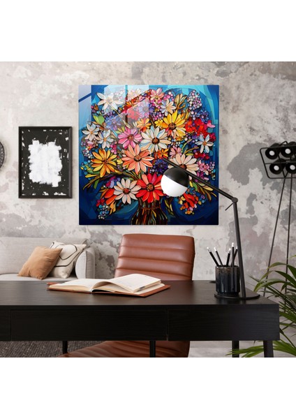 Kır Çiçeği Vitray Mozaik Cam Baskı - Kır Çiçeği, Duvar Dekorasyonu, Cam Duvar Sanatı, Kır Çiçeği, 30X30 modelleri