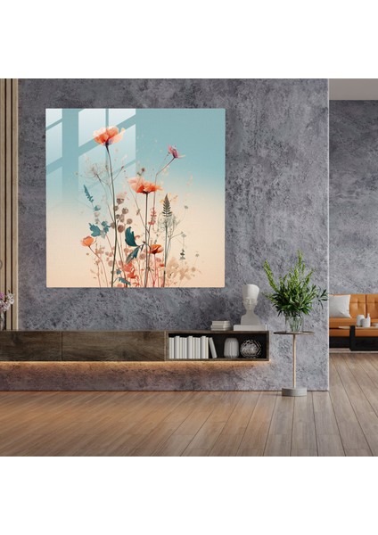 Kır Çiçeği Bloom - Cam Duvar Tablosu - Kır Çiçeği, Cam Duvar Sanatı, Minimalist Arka Plan, Kır Çiçeği, 30X30 fiyatları