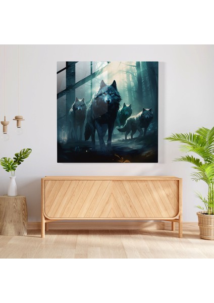 Yaban Hayatı Cam Baskı - Mehtaplı Kurtlar - Yaban Hayatı, Mystique, Kurtlar, Cam Sanatı, 30X30 fiyatları