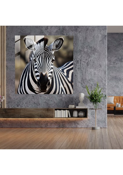 Doğanın Çizgileri Cam Baskı - Zebra, Modern Sanat, Duvar Dekorasyonu, Ev Dekorasyonu, 30X30 fiyatları