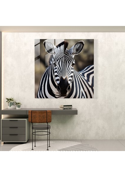 Doğanın Çizgileri Cam Baskı - Zebra, Modern Sanat, Duvar Dekorasyonu, Ev Dekorasyonu, 30X30 modelleri