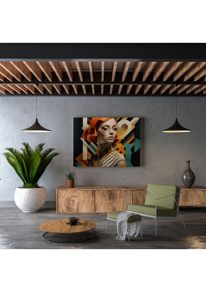 Kadın Duvar Sanatı - Geometrik Dijital Sanat - Kadın, Ev Dekorasyonu, Kadın, Dijital Sanat Eseri, 30X30 fiyatları