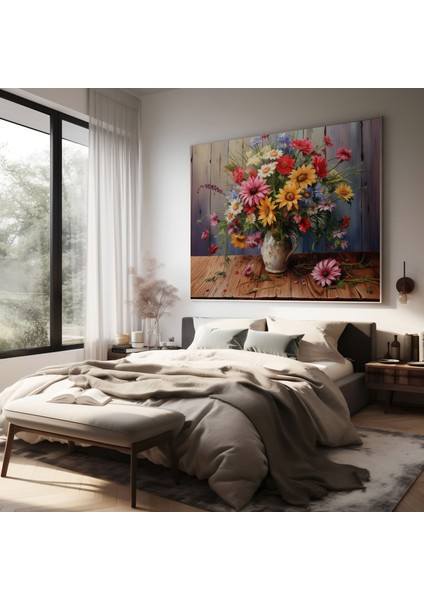 Kır Çiçeği Kanvas Tablo - Buket Gerçekçi Yağlıboya Tablo - Duvar Dekorasyonu - Kır Çiçeği, Kanvas Tablo, Karmaşık Detaylar, Duvar Dekorasyonu, 30X30 modelleri