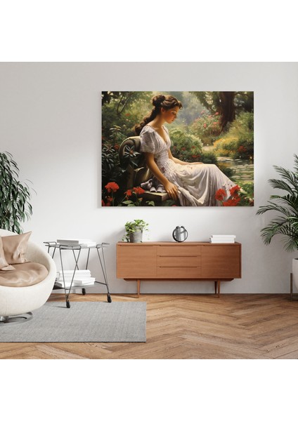Kadın Kanvas Tablo - Huzurlu Bahçe - Kadın, Kadın, Huzurlu, Sakin, 30X30 fiyatları