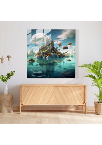 Deniz Manzarası Cam Baskı - Gerçeküstü Mistik Dijital Sanat - Deniz Manzarası, Renkli Deniz Yaşamı, Modern Sanat, Duvar Dekorasyonu, 30X30 modelleri