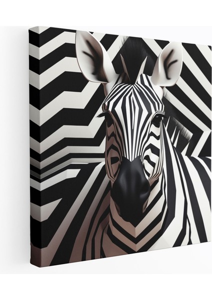 Zebra Duvar Tablosu - Monokromatik Zebra - Zebra, Kanvas Tablo, Duvar Dekorasyonu, Solmaya Dayanıklı, 30X30