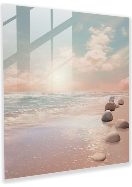 Zen Cam Baskı - Sakin Plaj - Zen, Sakin Plaj, Duvar Dekorasyonu, Cam Sanatı, 30X30