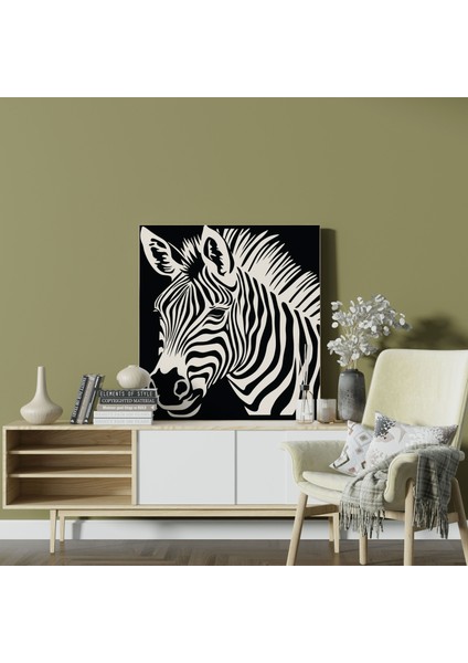 Zebra Kanvas Tablo - Karmaşık Linocut Baskı - Zebra, Kanvas Tablo, Zebra Kanvas Tablo, Zebra Duvar Tablosu, 30X30 modelleri