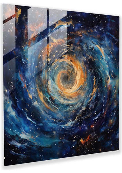 Galaktik Odyssey Cam Baskı - Yıldız Haritası, Cam Duvar Sanatı, Dönen Galaksiler, Yıldız Haritası, 30X30