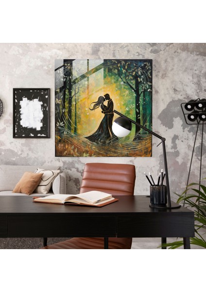 Kaprisli Aşıklar Cam Baskı - Romantik, Romantik, Cam Sanatı, Büyülü Orman, 30X30 modelleri