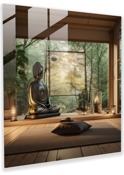 Zen Meditasyon Cam Baskı - Zen, Cam Baskı, Geleneksel Tatami Mat, Sakin, 30X30