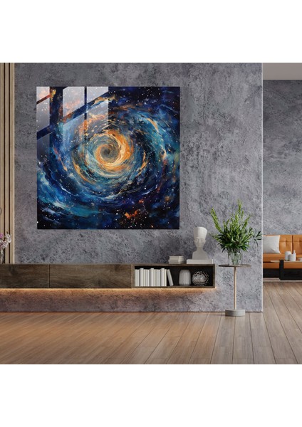 Galaktik Odyssey Cam Baskı - Yıldız Haritası, Cam Duvar Sanatı, Dönen Galaksiler, Yıldız Haritası, 30X30 modelleri