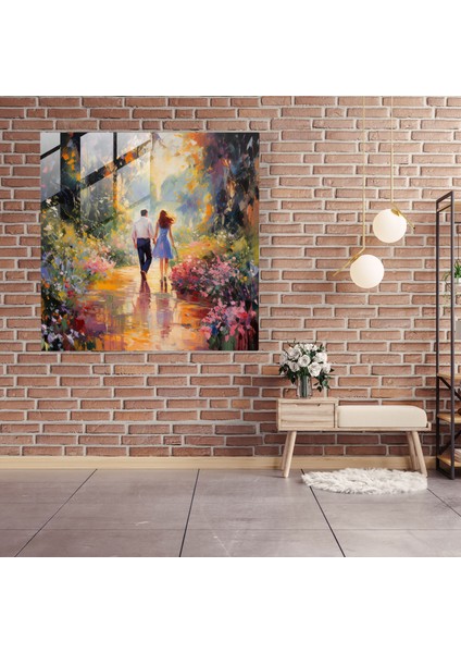 Canlı Bahçe Gezintisi Cam Baskı - Romantik, Cam Duvar Sanatı, Ev Dekorasyonu, Canlı Bahçe, 30X30 fiyatları