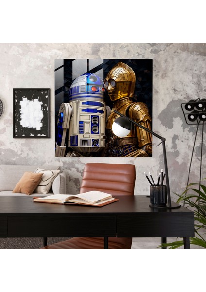 Star Wars Cam Baskı - Vitray Temsili - Narin Bir Mozaik Içinde R2-D2 ve C-3po - Yıldız Savaşları, Cam Duvar Sanatı, Yıldız Savaşları, Mozaik, 30X30 modelleri