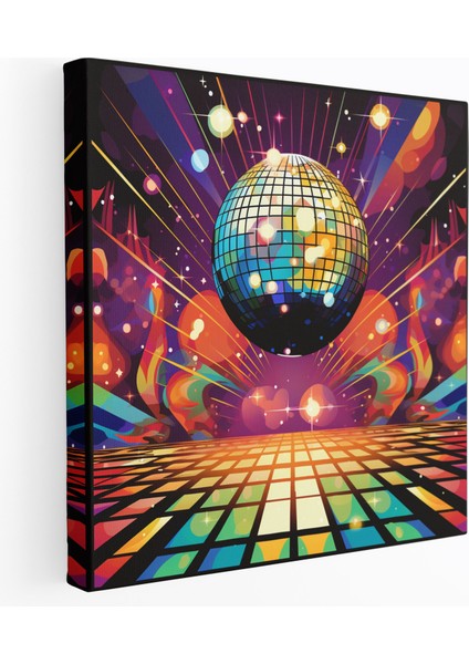 Retro Poster Duvar Sanatı - Retro, Duvar Sanatı, Kanvas, Disko Topu, 30X30