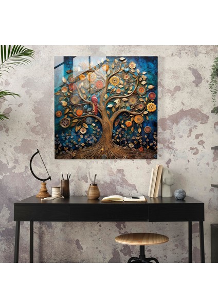 Kaprisli Hayat Ağacı Cam Baskı - Hayat Ağacı, Karışık Teknik, Hayat Ağacı, Kaprisli, 30X30 fiyatları