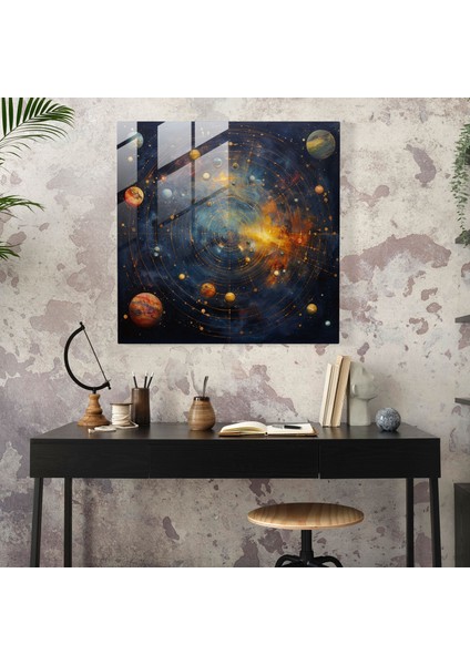 Cennet Atlası Cam Baskı - Yıldız Haritası, Dokular, Yağlıboya Tablo, Duvar Dekorasyonu, 50X50