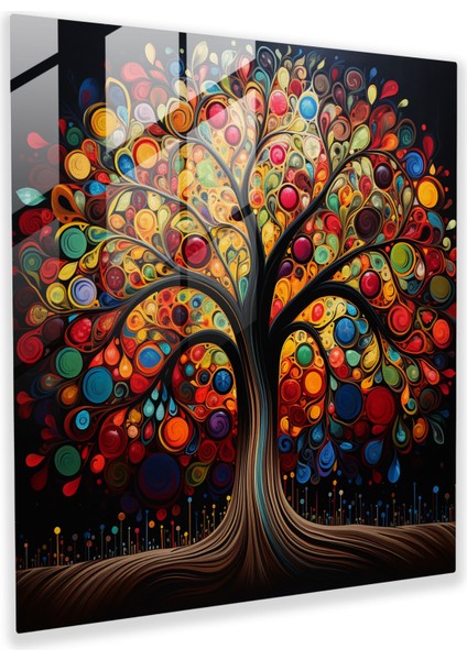 Hayat Ağacı Cam Baskı - Hayat Ağacı, Hayat Ağacı, Modern Sanat, Duvar Süslemesi, 50X50