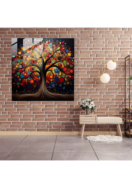 Hayat Ağacı Cam Baskı - Hayat Ağacı, Hayat Ağacı, Modern Sanat, Duvar Süslemesi, 50X50 modelleri