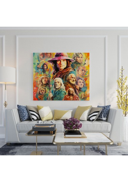 Yüzüklerin Efendisi Kanvas Tablo Tablo - Ikonik Kolaj - Yüzüklerin Efendisi, Duvar Dekorasyonu, Karakter Kolajı, Duvar Sanatı, 30X30