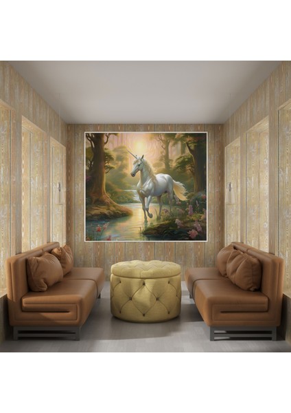 Gerçekçi Tek Boynuzlu At Duvar Sanatı - Tek Boynuzlu At, Kanvas Tablo, Majestic, Tek Boynuzlu At, 30X30