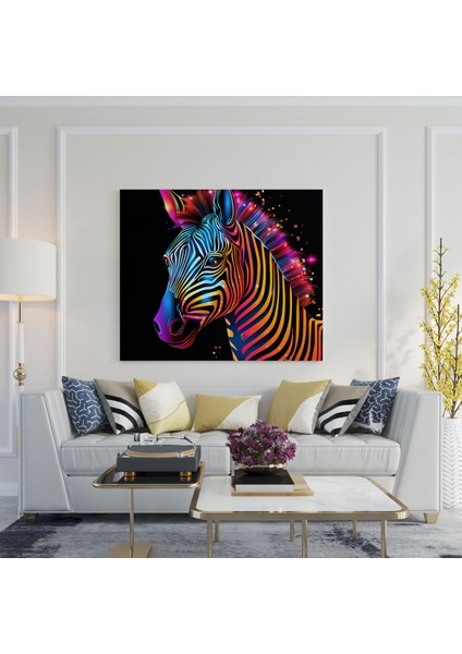 Zebra Duvar Tablosu - Neon Parıltılı Kanvas Tablo - Zebra, Soyut, Dijital Sanat, Zebra, 30X30 fiyatları