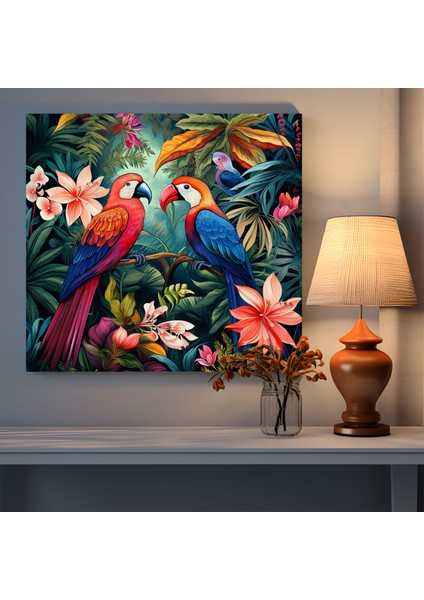 Tropikal Orman Duvar Sanatı - Tropikal, Ev Dekorasyonu, Tropikal, Canlı Çiçekler, 30X30