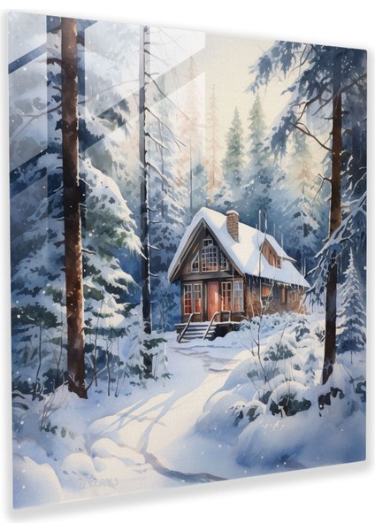 Kış Ormanı Cam Baskı - Kış, Cam Duvar Sanatı, Duvar Dekorasyonu, Ev Dekorasyonu, 30X30