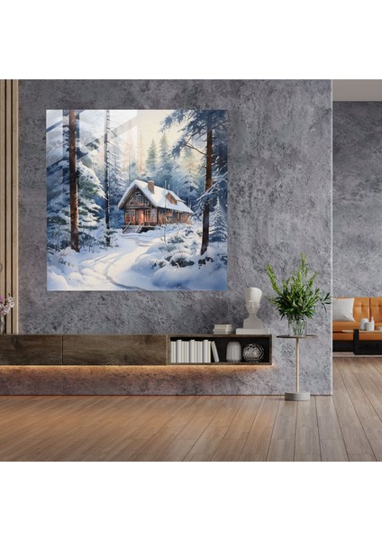 Kış Ormanı Cam Baskı - Kış, Cam Duvar Sanatı, Duvar Dekorasyonu, Ev Dekorasyonu, 30X30 modelleri