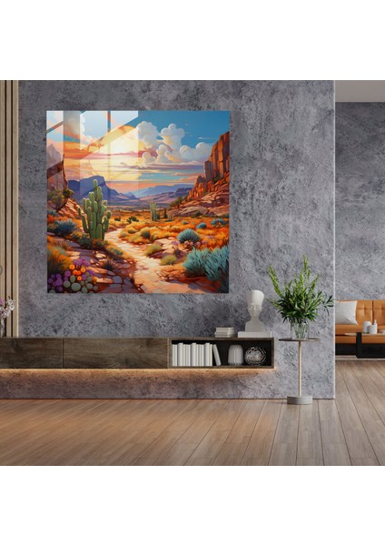 Güneybatı Gün Batımı Cam Baskı - Güneybatı, Ev Dekorasyonu, Duvar Dekorasyonu, Gün Batımı, 30X30 fiyatları