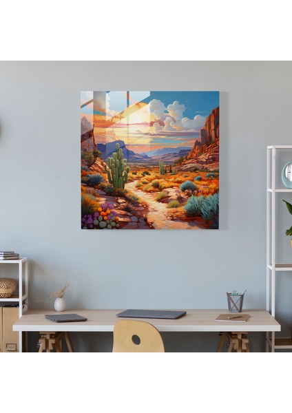 Güneybatı Gün Batımı Cam Baskı - Güneybatı, Ev Dekorasyonu, Duvar Dekorasyonu, Gün Batımı, 30X30 modelleri