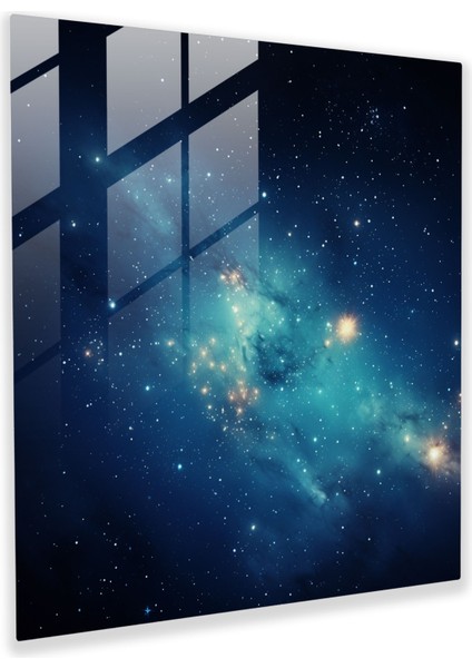Samanyolu Galaksi Cam Baskı - Yıldız Haritası, Gerçekçi Fotoğrafçılık, Modern Sanat, Gece Gökyüzü, 30X30