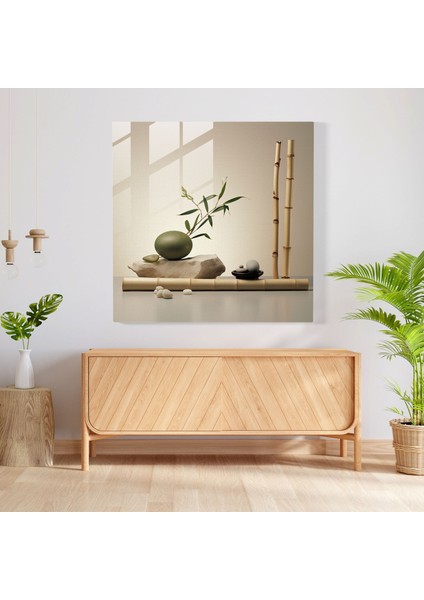 Zen Durgunluk Cam Baskı - Zen, Cam Duvar Sanatı, Zen'den Esinlenen Natürmort, Minimal Aranjman, 30X30 fiyatları