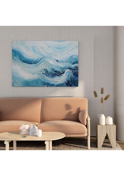 Deniz Manzarası Duvar Tablosu - Deniz Manzarası, Kanvas Tablo, Mavi Tonları, Duvar Süslemesi, 30X30