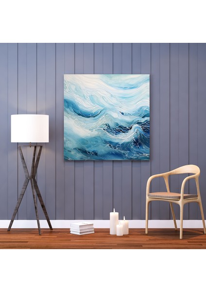 Deniz Manzarası Duvar Tablosu - Deniz Manzarası, Kanvas Tablo, Mavi Tonları, Duvar Süslemesi, 30X30