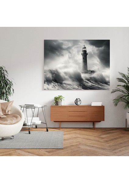 Güçlü Deniz Feneri Deniz Manzarası Kanvas Tablo - Deniz Manzarası, Ev Dekorasyonu, Kanvas Tablo, Duvar Dekorasyonu, 30X30 fiyatları