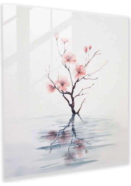 Zen Suluboya Çiçeği Cam Baskı - Zen, Cam Duvar Sanatı, Minimalist, Sakin, 30X30