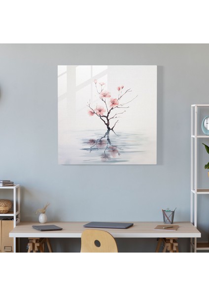 Zen Suluboya Çiçeği Cam Baskı - Zen, Cam Duvar Sanatı, Minimalist, Sakin, 30X30