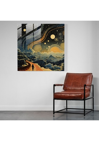 Vintage Yıldız Haritası Cam Baskı - Yıldız Haritası, Cam Sanatı, Vintage Haritalar, Modern Sanat, 30X30 fiyatları