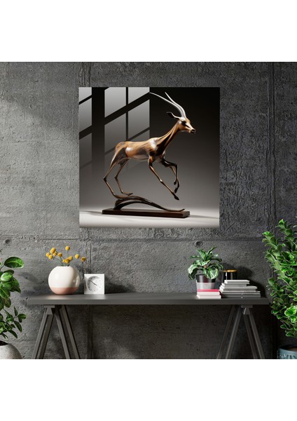 Yaban Hayatı Cam Baskı - Hareket Halindeki Zarif Ceylan - Yaban Hayatı, Ceylan, Duvar Dekorasyonu, Ev Dekorasyonu, 30X30 modelleri