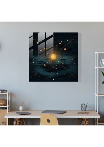 Çağdaş Yıldız Haritası Cam Baskı - Yıldız Haritası, Cam Duvar Sanatı, Bağlantı Çizgileri, Karmaşık, 30X30 fiyatları