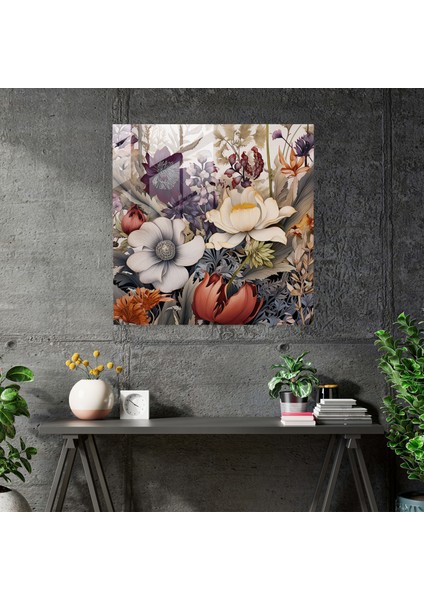 Kır Çiçeği Harikalar Diyarı Cam Baskı - Kır Çiçeği, Canlı Renkler, Duvar Dekorasyonu, Cam Sanatı, 30X30