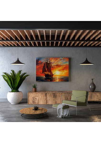 Görkemli Yelkenli Yağlıboya Tablo Duvar Tablosu - Yelkenli, Yağlıboya Tablo, Dramatik Atmosfer, Kanvas Tablo, 30X30 fiyatları