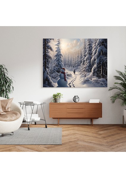 Kardan Adam Kış Harikalar Diyarı Duvar Sanatı - Kardan Adam, Kardan Adam Sanatı, Ev Dekorasyonu, Kanvas Tablo, 30X30