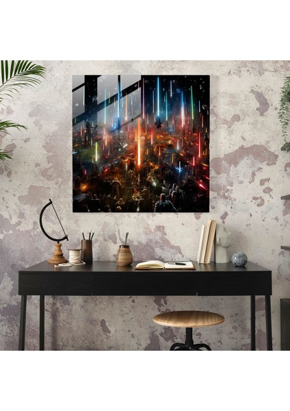 Star Wars Lightsaber Kolaj Cam Baskı - Yıldız Savaşları, Ev Dekorasyonu, Modern Sanat, Yıldız Savaşları, 30X30