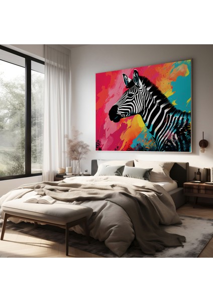Zebra Kanvas Tablo - Renkli Zebra Silüeti - Zebra, Görsel Olarak Büyüleyici, Benzersiz, Kişilik, 30X30