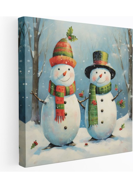 Kardan Adam Kanvas Tablo - Kış, Ev Dekorasyonu, Sevimli Kardan Adam, Kanvas Tablo, 30X30
