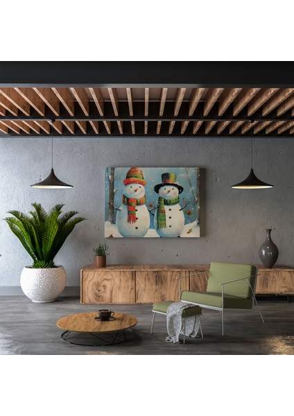 Kardan Adam Kanvas Tablo - Kış, Ev Dekorasyonu, Sevimli Kardan Adam, Kanvas Tablo, 30X30 fiyatları