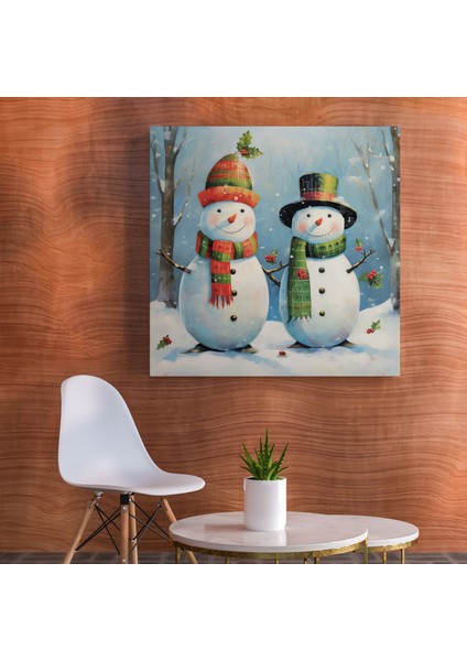 Kardan Adam Kanvas Tablo - Kış, Ev Dekorasyonu, Sevimli Kardan Adam, Kanvas Tablo, 30X30 modelleri